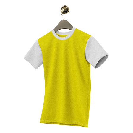 Paste the beauty of your design into this  Magnificent T Shirt Mockup On Hanger In Pure Sunshine Color, and everything will appear to be real.の写真素材