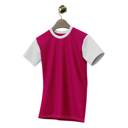 Paste the beauty of your design into this  Magnificent T Shirt Mockup On Hanger In Mystic Magenta Color, and everything will appear to be real.の写真素材