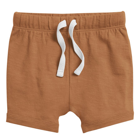 Use this blank Wonderful Baby Short Mockup In Leather Brown Color to make your design becomes more luxurious.の写真素材