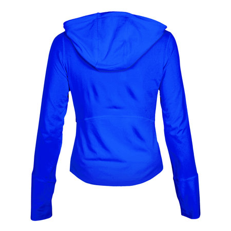 A high resolution Back View Wonderful Female Hoodie Mockup In Vibrant Blue Color to help you present your design ideas beautifully.の写真素材