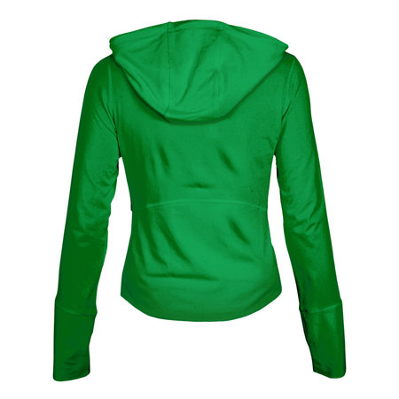 A high resolution Back View Wonderful Female Hoodie Mockup In Jungle Green Color to help you present your design ideas beautifully.の写真素材