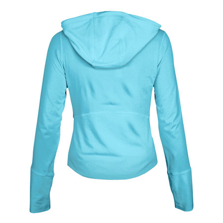 A high resolution Back View Wonderful Female Hoodie Mockup In Silverpine Cyan Color to help you present your design ideas beautifully.の写真素材