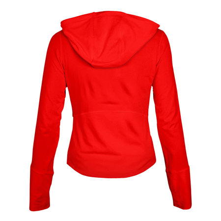 A high resolution Back View Wonderful Female Hoodie Mockup In Empire Red Color to help you present your design ideas beautifully.の写真素材