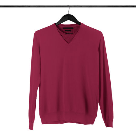 Showcase the beauty of your design ideas with this Sweet V Neck T shirt Mockup In Dark Sangria Color.の写真素材