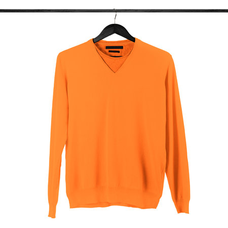 Showcase the beauty of your design ideas with this Sweet V Neck T shirt Mockup In Turmeric Powder Color.の写真素材