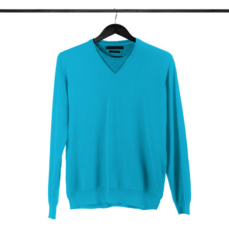 Showcase the beauty of your design ideas with this Sweet V Neck T shirt Mockup In Scuba Blue Color.の写真素材