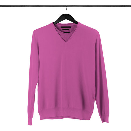 Showcase the beauty of your design ideas with this Sweet V Neck T shirt Mockup In Royal Lilac Color.の写真素材
