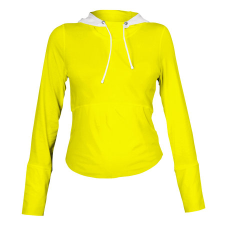 A modern Front View Wonderful Female Hoodie Mockup In Pure Sunshine Color template to make your work more faster.の写真素材