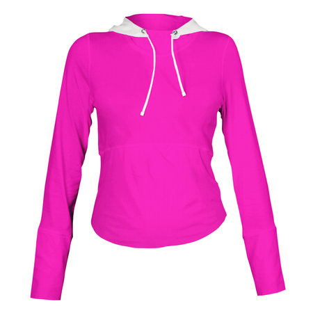 A modern Front View Wonderful Female Hoodie Mockup In Rose Pink Color template to make your work more faster.の写真素材