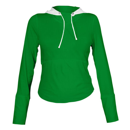 A modern Front View Wonderful Female Hoodie Mockup In Jungle Green Color template to make your work more faster.の写真素材