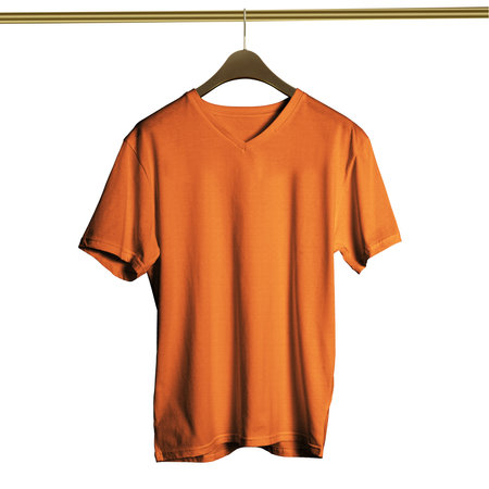 This high resolution Luxurious V Neck T Shirt on Hanger Mockup in Brown Alpaca Color will make your designing work as photo realistic result in mere minutes.の写真素材