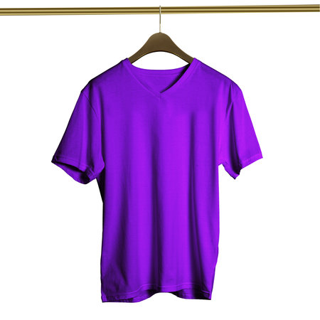 This high resolution Luxurious V Neck T Shirt on Hanger Mockup in Purple Vanity Color will make your designing work as photo realistic result in mere minutes.の写真素材