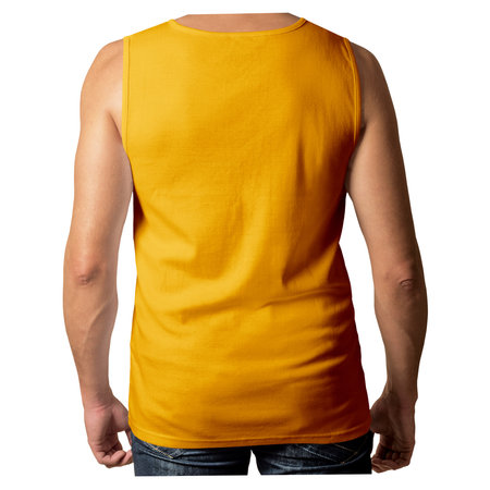 A Back View Attractive Mens Tank Top Mockup In Flame Orange Color., to quickly and easily bring your designs to life.の写真素材