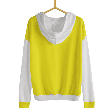 Add your own designs to This Back View Simple Female Hoodie Mockup In Pure Sunshine Color With Hanger and all be done.の写真素材
