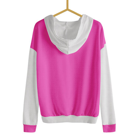 Add your own designs to This Back View Simple Female Hoodie Mockup In Rose Pink Color With Hanger and all be done.の写真素材