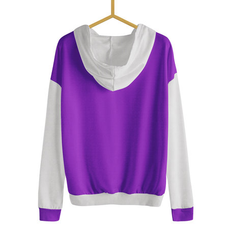 Add your own designs to This Back View Simple Female Hoodie Mockup In Purple Vanity Color With Hanger and all be done.の写真素材