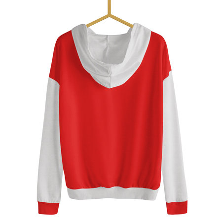 Add your own designs to This Back View Simple Female Hoodie Mockup In Empire Red Color With Hanger and all be done.の写真素材