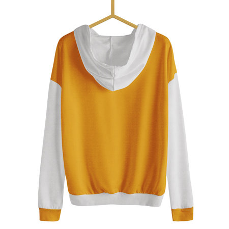 Add your own designs to This Back View Simple Female Hoodie Mockup In Flame Orange Color With Hanger and all be done.の写真素材