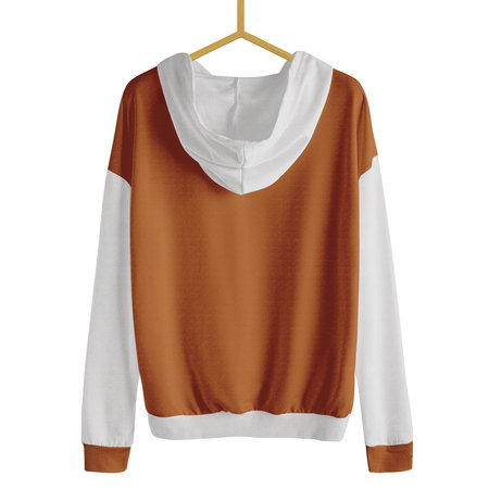 Add your own designs to This Back View Simple Female Hoodie Mockup In Brown Alpaca Color With Hanger and all be done.の写真素材