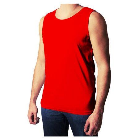 You do not need to be a pro designer if you use this Front View Attractive Mens Tank Top Mockup In Empire Red Color.の写真素材
