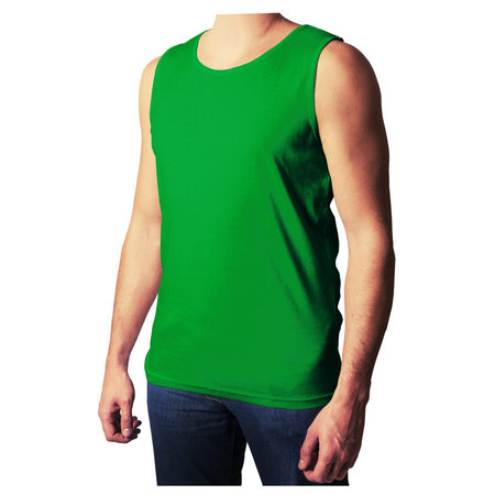 You do not need to be a pro designer if you use this Front View Attractive Mens Tank Top Mockup In Jungle Green Color.の写真素材