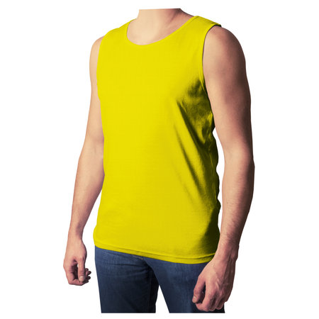 You do not need to be a pro designer if you use this Front View Attractive Mens Tank Top Mockup In Pure Sunshine Color.の写真素材