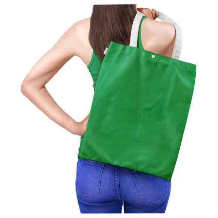 This  Cotton Bag Mockup In Jungle Green Color, will make your designs stand out and look amazingの写真素材