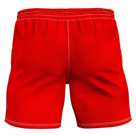 A Back View Impressive Short Mockup On Fusion Red Color, to quickly and easily bring your designs to life.の写真素材