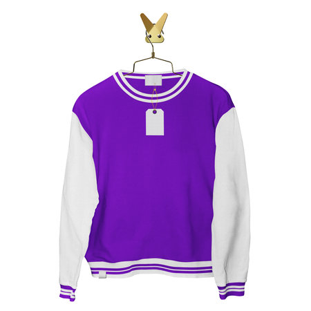 This Front View Cute Girl Sweater Mockup In Purple Vanity Color On Hanger, can help you to visualize your great design ideas.の写真素材