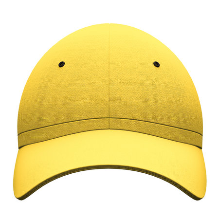 You can make your logo design more beautiful with this Front View Simple Baseball Hat Mockup In Aspen Gold Color.の写真素材