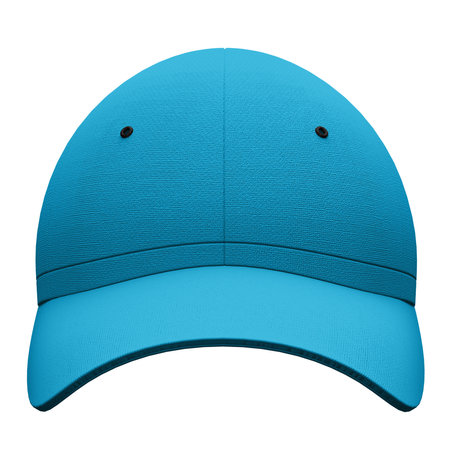 You can make your logo design more beautiful with this Front View Simple Baseball Hat Mockup In Cyan Blue Color.の写真素材