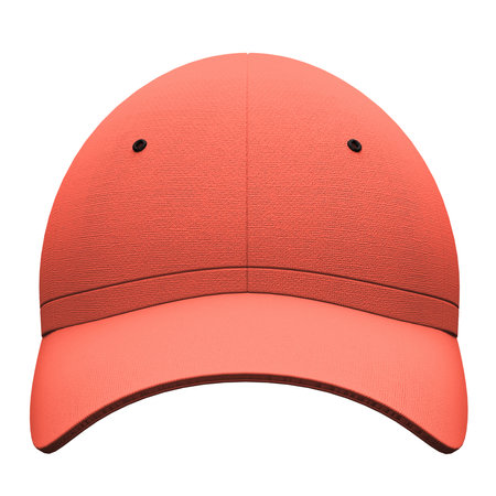 You can make your logo design more beautiful with this Front View Simple Baseball Hat Mockup In Persimmon Orange Color.の写真素材