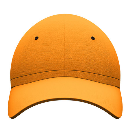 You can make your logo design more beautiful with this Front View Simple Baseball Hat Mockup In Radiant Yellow Color.の写真素材