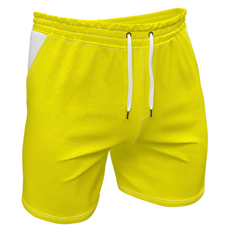 You can easily apply your incredible designs with this Side View Impressive Short Mockup In Pure Sunshine Color.の写真素材