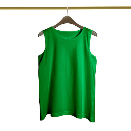 Just paste your design on This Front View Luxurious Tank Top in Jungle Green Color on Hanger Mockup, and your products are able to go.の写真素材