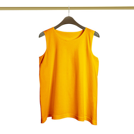 Just paste your design on This Front View Luxurious Tank Top in Flame Orange Color on Hanger Mockup, and your products are able to go.の写真素材