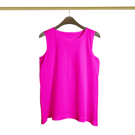 Just paste your design on This Front View Luxurious Tank Top in Rose Pink Color on Hanger Mockup, and your products are able to go.の写真素材