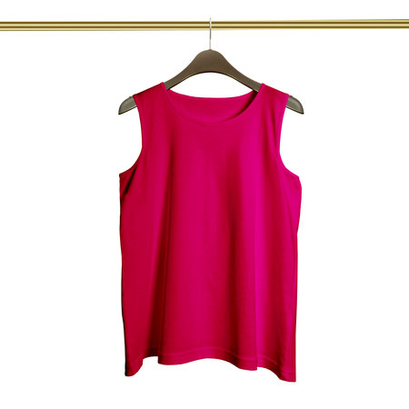 Just paste your design on This Front View Luxurious Tank Top in Mystic Magenta Color on Hanger Mockup, and your products are able to go.の写真素材