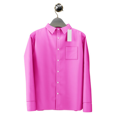 Showcase your designs like a graphic design pro with this Magnificent Mens Shirt  Mockup In Rose Pink Color With Hanger.の写真素材