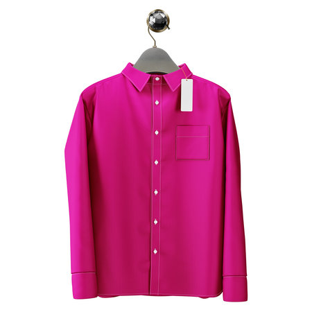 Showcase your designs like a graphic design pro with this Magnificent Mens Shirt  Mockup In Mystic Magenta Color With Hanger.の写真素材