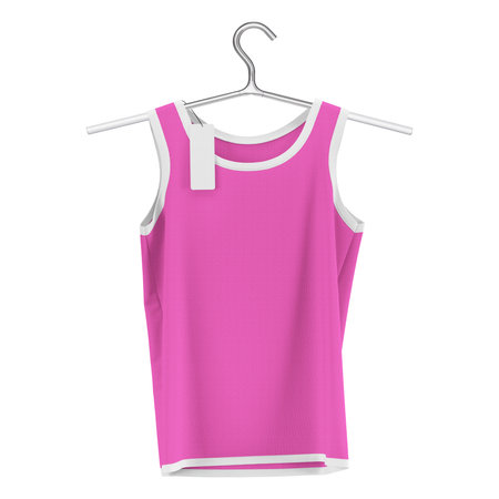 Make your design more luxurious with this Wonderful Tank Top Mockup On Hanger In Rose Pink Color On Hanger.の写真素材