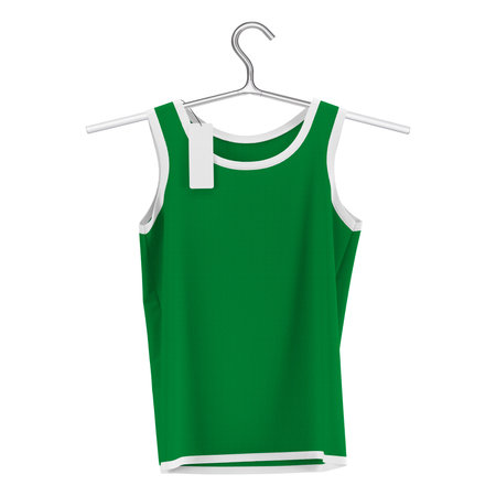 Make your design more luxurious with this Wonderful Tank Top Mockup On Hanger In Jungle Green Color On Hanger.の写真素材
