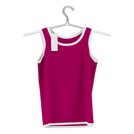 Make your design more luxurious with this Wonderful Tank Top Mockup On Hanger In Mystic Magenta Color On Hanger.の写真素材