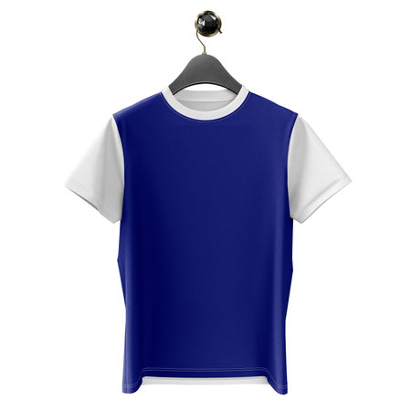Give a boost to your designing activity by using this Stylish T Shirt Mockup In Blue Storm Color On Hanger.の写真素材