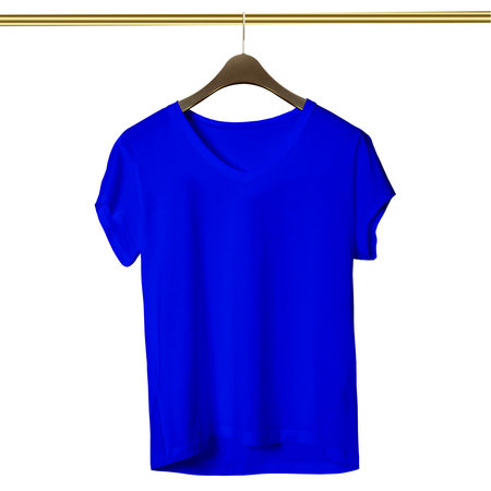 Make your design ideas faster and more beautiful with this Amazing V Neck T Shirt Mockup In Marine Blue Color With Hanger.の写真素材