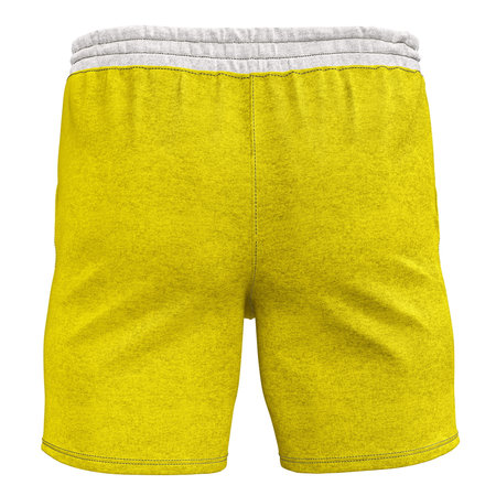 Grab this realistic Back View Mens Stylish Short Mockup In Blazing Yellow Color, to give a boost to your designing progress.の写真素材