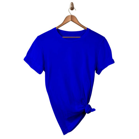 A blank Classical Kid T Shirt Mockup In Marine Blue Color On Hanger, to shows your designs as a graphic design professional.の写真素材