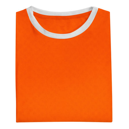 Add your logo or design to this Folded View Fantastic T Shirt Mockup In Orange Tiger Color, it will become more realの写真素材