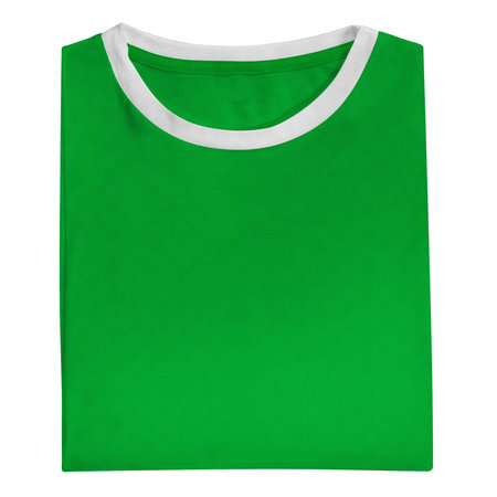 Add your logo or design to this Folded View Fantastic T Shirt Mockup In Simply Green Color, it will become more realの写真素材