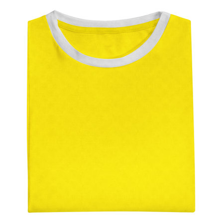 Add your logo or design to this Folded View Fantastic T Shirt Mockup In Golden Kiwi Color, it will become more realの写真素材